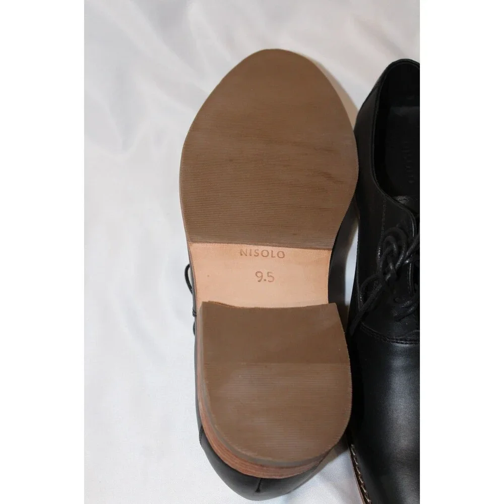 NISOLO MEN'S EVERYDAY OXFORD LEATHER‎ DRESS SHOES BLACK SZ 11 NIB $188